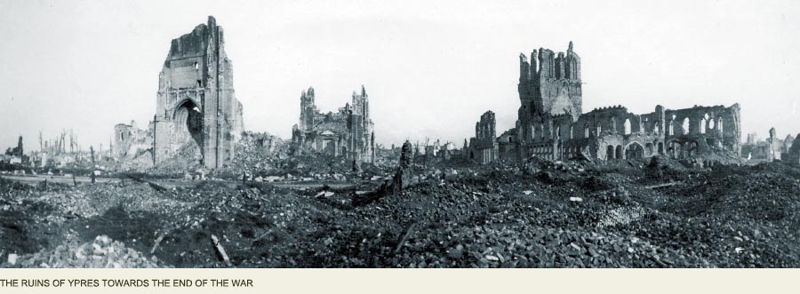 Ypres in ruins Great War, Ypres France
